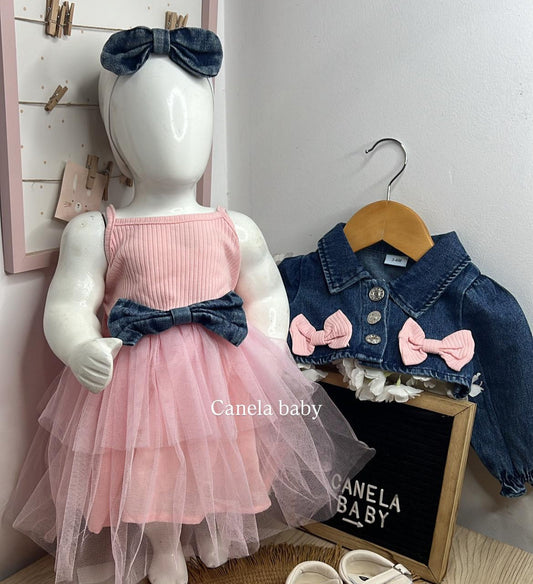 vestido pink  de lazo